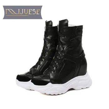MLJUESE 2018 women ankle boots cow leather lace up white color autumn spring hidden heel wedges sneakers women boots size 32-40
MLJUESE 2018 women ankle boots cow leather lace up white color autumn spring hidden heel wedges sneakers women boots size 32-40
