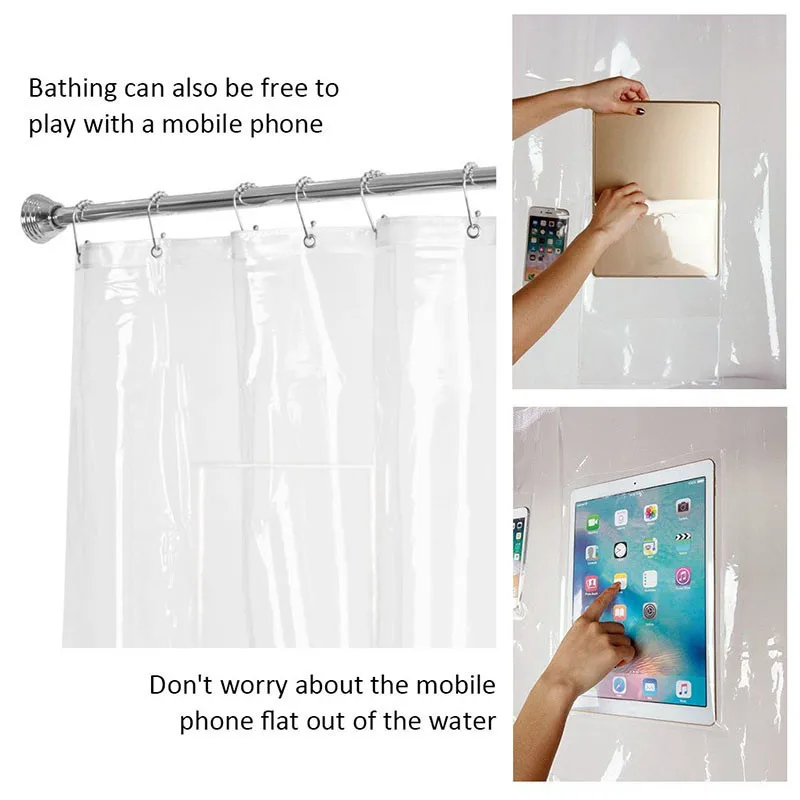 Practical Transparent Waterproof Shower Curtains With Pockets Plastic EVA Moldproof Bathroom Curtain For Using iPad Cell Phone
Practical Transparent Waterproof Shower Curtains With Pockets Plastic EVA Moldproof Bathroom Curtain For Using iPad Cell Phone