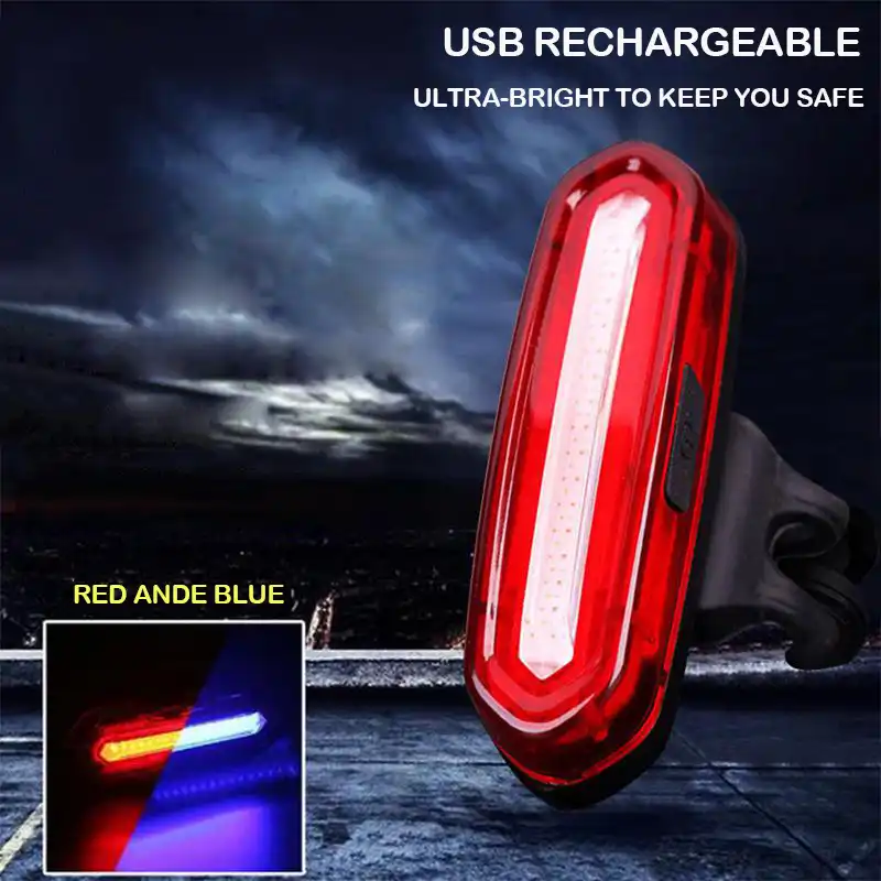 USB Rechargeable Mountain Bike Taillight Night Cycling COB Warning Light Lamp