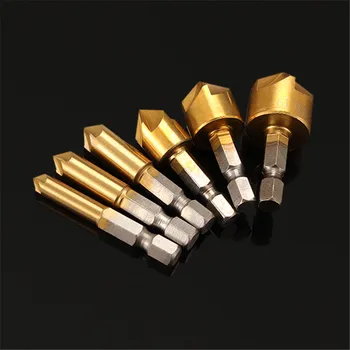 DANIU 6pcs 5 Flutes 1/4 Inch Hex Shank Countersink Drill Bit Set 6/8/9/12/16/19mm Chamfer Cutter Titanium Coated
DANIU 6pcs 5 Flutes 1/4 Inch Hex Shank Countersink Drill Bit Set 6/8/9/12/16/19mm Chamfer Cutter Titanium Coated