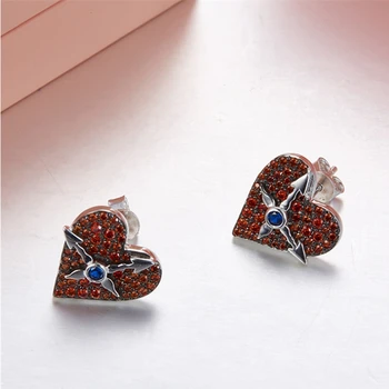 Hot 925 Sterling Silver Zircon Red Love Arrow Heart And Black Flower Luxury Stud Earrings Women Jewelry Wholesale Best
Hot 925 Sterling Silver Zircon Red Love Arrow Heart And Black Flower Luxury Stud Earrings Women Jewelry Wholesale Best