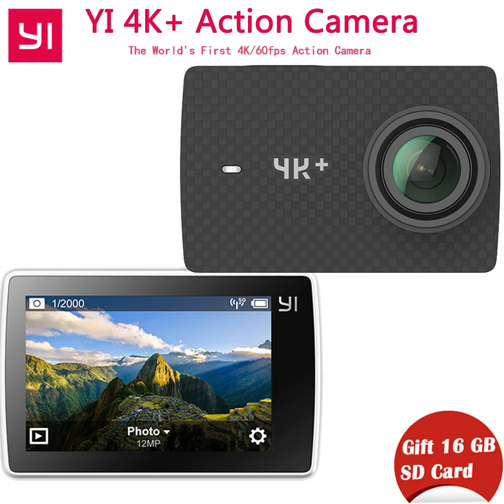 

Free 64G SD Card Xiaomi YI 4K+(Plus) Action Camera 4K+Action Cam Sport Camera First 4K/60fps Amba H2 12MP 155 Degree 2.19" RAW