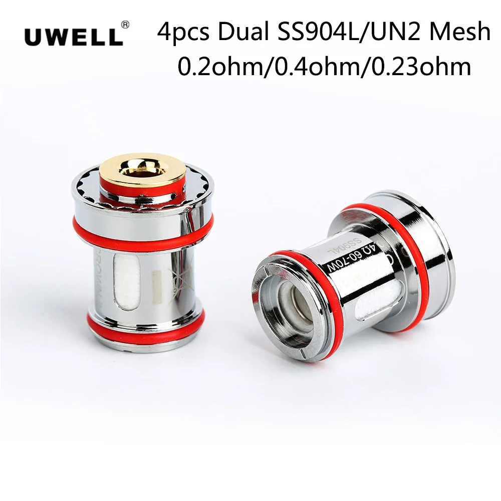 

4pcs Original Uwell Crown 4 Dual SS904L/UN2 Mesh Coil Head 0.2ohm 0.4ohm 0.23ohm Vape Core for Uwell Crown 4 Tank E Cigarettes