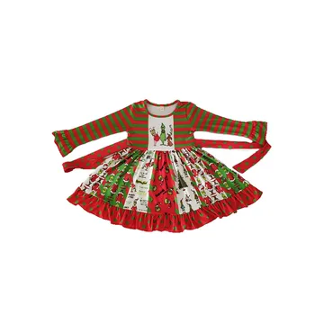 Girls Long Sleeve Dress Christmas Grinch Style Stitching High Quality Children's Dress yll
Girls Long Sleeve Dress Christmas Grinch Style Stitching High Quality Children's Dress yll