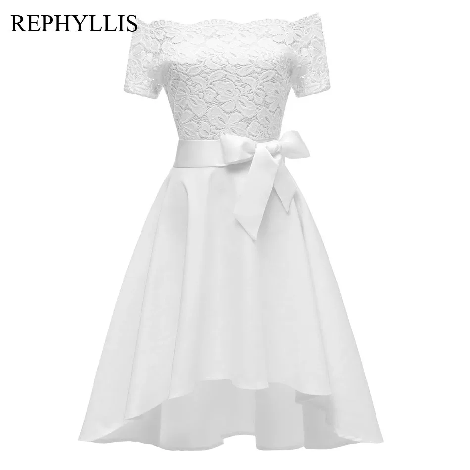 REPHYLLIS Women Slash Neck Short Sleeve Belt Vintage Party Ceremony Hi lo Lace Swing Wedding Bridesmaid Party Dress
REPHYLLIS Women Slash Neck Short Sleeve Belt Vintage Party Ceremony Hi lo Lace Swing Wedding Bridesmaid Party Dress