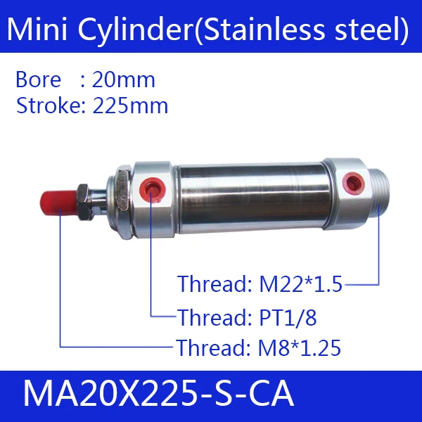 Free shipping Pneumatic Stainless Air Cylinder 20MM Bore 225MM Stroke , MA20X225-S-CA 20*225 Double Action Mini Round Cylinders
Free shipping Pneumatic Stainless Air Cylinder 20MM Bore 225MM Stroke , MA20X225-S-CA 20*225 Double Action Mini Round Cylinders