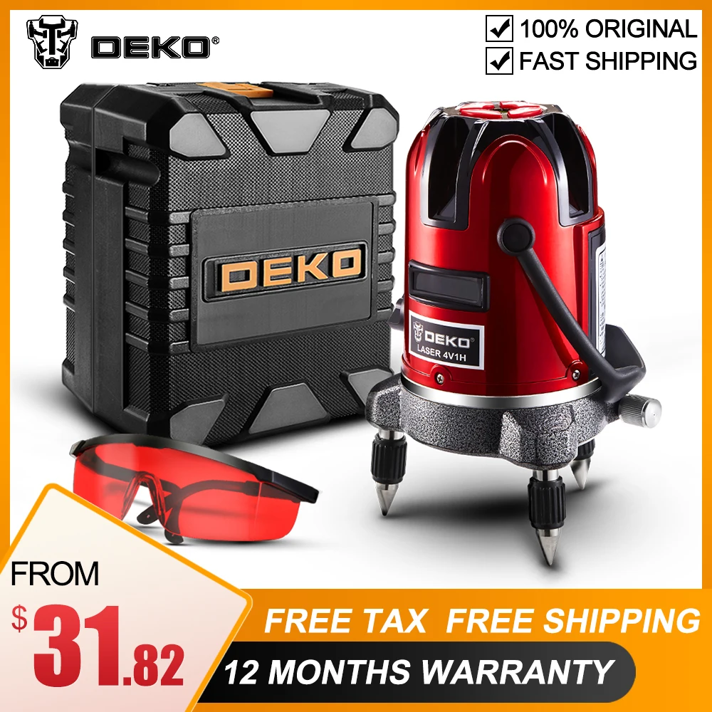 DEKO LL5 Series 5 Line 6 Points Laser Level Self-leveling Horizontal&Vertical 360 Degree Adjustment Red/Green With Tripod 3D
DEKO LL5 Series 5 Line 6 Points Laser Level Self-leveling Horizontal&Vertical 360 Degree Adjustment Red/Green With Tripod 3D