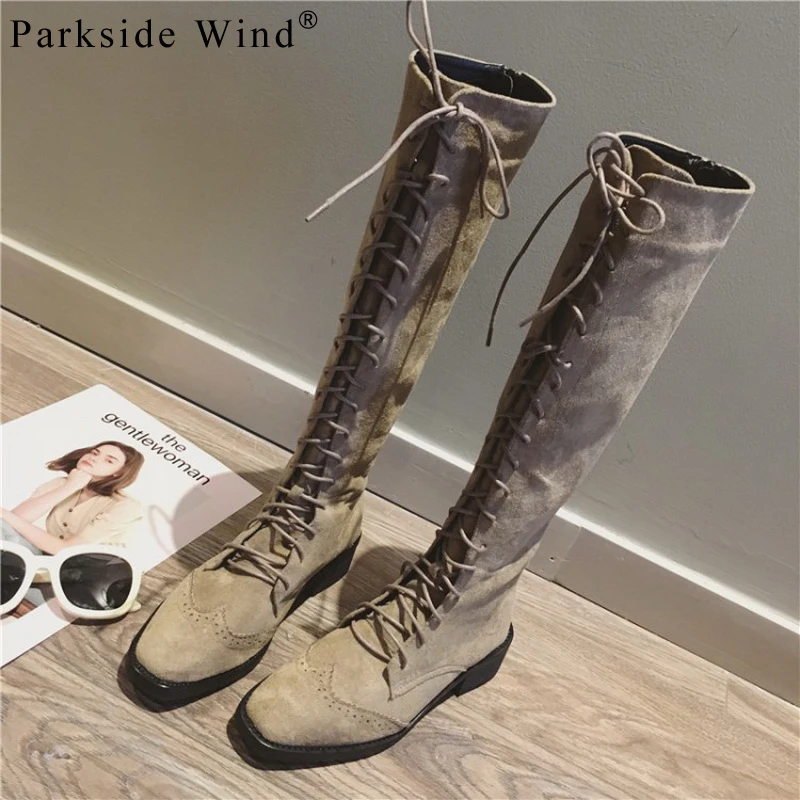 Parkside Wind Flock Knee-high Women Boots Low Heel Lace-up Round Toe Flat Shoes Cross-tied Winter Motorcycle Boots XWA2530-45
Parkside Wind Flock Knee-high Women Boots Low Heel Lace-up Round Toe Flat Shoes Cross-tied Winter Motorcycle Boots XWA2530-45