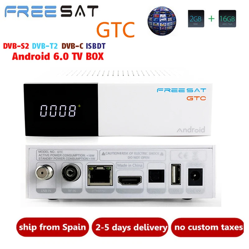 Freesat GTC Android 6.0 4K TV BOX Combo Satellite Receiver DVB-S2/T2/Cable/ISDBT IPTV Smart Media Player + 1 year free 5 cline
Freesat GTC Android 6.0 4K TV BOX Combo Satellite Receiver DVB-S2/T2/Cable/ISDBT IPTV Smart Media Player + 1 year free 5 cline