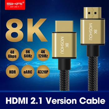 

MOSHOU HDMI Cables 2.1 8K 60Hz 4K 120Hz 48Gbps bandwidth ARC Video 1m Cord for Amplifier TV High Definition Multimedia Interface