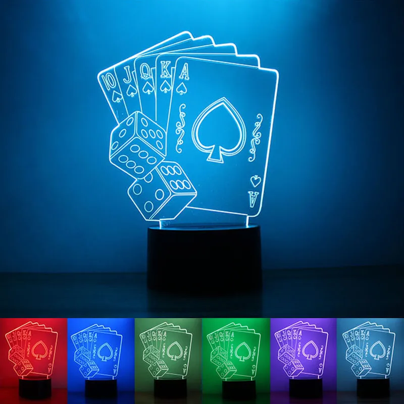 USB Powered Poker 3D Night Light LED Desk Lamp Touch Key Decoration Atmosphere Light Use Home Hotel Party Holiday
USB Powered Poker 3D Night Light LED Desk Lamp Touch Key Decoration Atmosphere Light Use Home Hotel Party Holiday