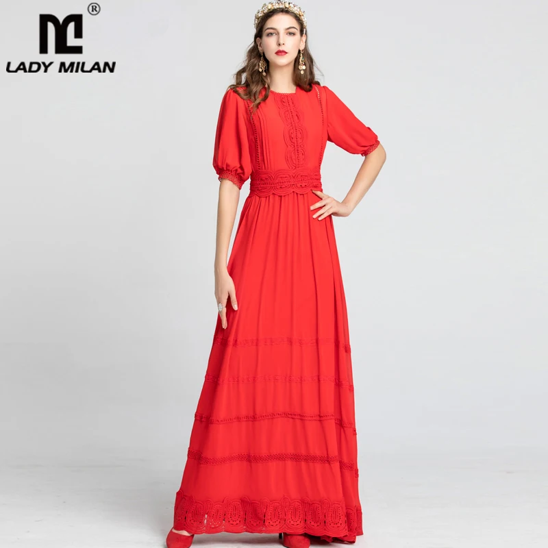 Luxury Women's Runway Designer Dresses O Neck Half Sleeves Embroidery Tiered Hollow Out Maxi Long Party Dress
Luxury Women's Runway Designer Dresses O Neck Half Sleeves Embroidery Tiered Hollow Out Maxi Long Party Dress