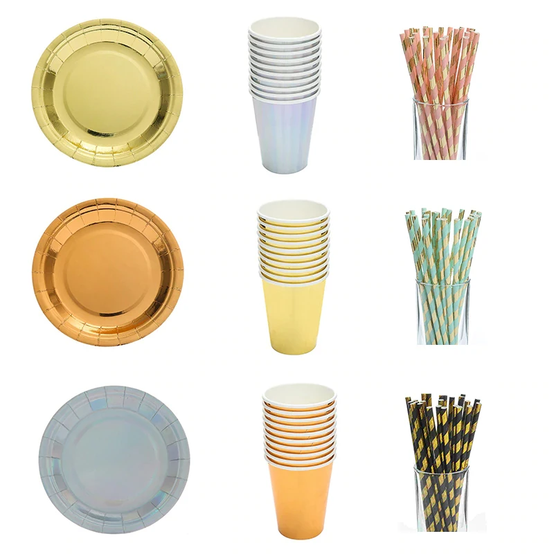 Paper Plate/Cup/straws High-end disposable tableware Wedding Birthday Party decorations baby shower family event party Supplies
Paper Plate/Cup/straws High-end disposable tableware Wedding Birthday Party decorations baby shower family event party Supplies