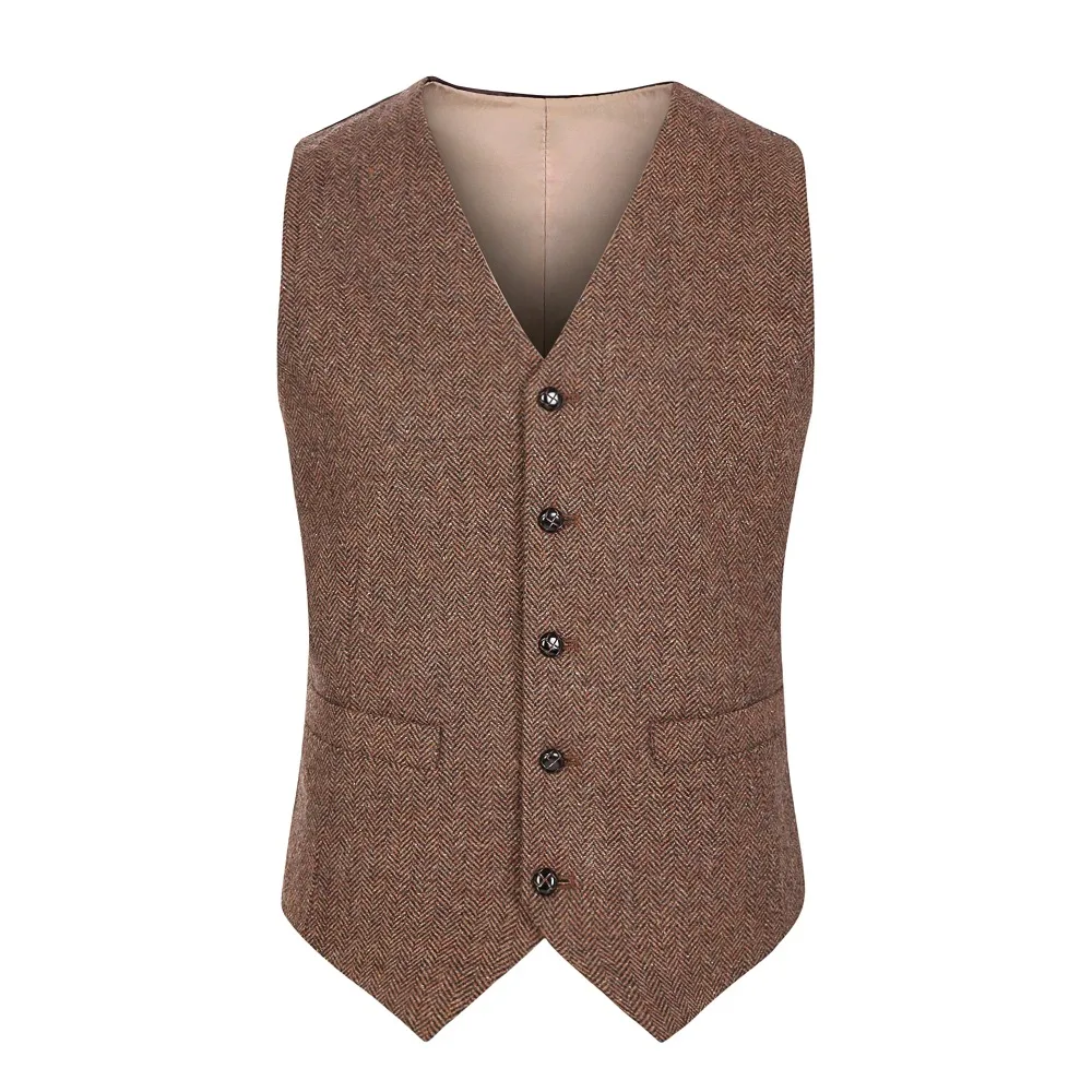 2019 New Arrival Airtailors leather Buttons Vintage Herringbone Tweed Vest for Rustic Wedding Dark Brown Plus Size
2019 New Arrival Airtailors leather Buttons Vintage Herringbone Tweed Vest for Rustic Wedding Dark Brown Plus Size