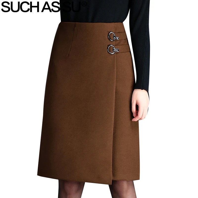 Splice Asymmetrical Skirt Women 2019 New Fall Winter Brown Black Woolen High Waist Irregular Skirt S-3XL Size Office Lady Skirt
Splice Asymmetrical Skirt Women 2019 New Fall Winter Brown Black Woolen High Waist Irregular Skirt S-3XL Size Office Lady Skirt