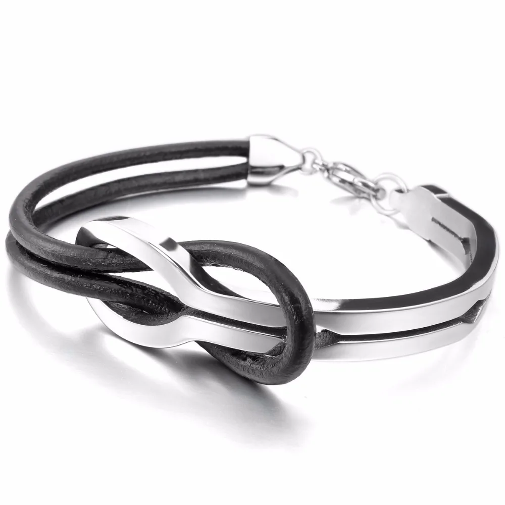 Bracelet Stainless-Steel Genuine-Leather Bracelet Bangle Cuff Silver-Tone Black Infinity Love Sign
Bracelet Stainless-Steel Genuine-Leather Bracelet Bangle Cuff Silver-Tone Black Infinity Love Sign