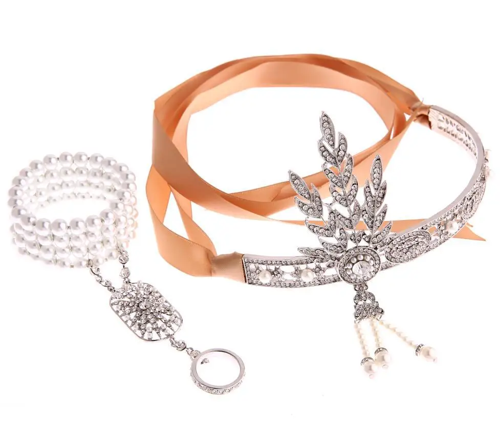 1920s Great Gatsby Party Costume Accessories Set 20s Flapper Art Deco Headband Pearl Bracelet Ring Hand Accessories 2 Pcs Set
1920s Great Gatsby Party Costume Accessories Set 20s Flapper Art Deco Headband Pearl Bracelet Ring Hand Accessories 2 Pcs Set