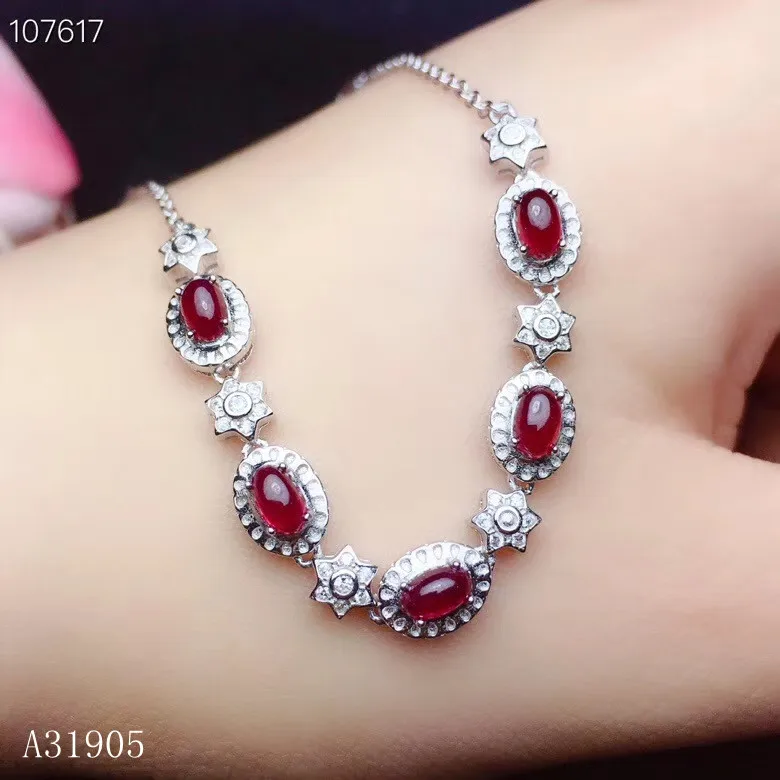

KJJEAXCMY boutique jewelry 925 sterling silver inlaid natural ruby female luxury bracelet support detection