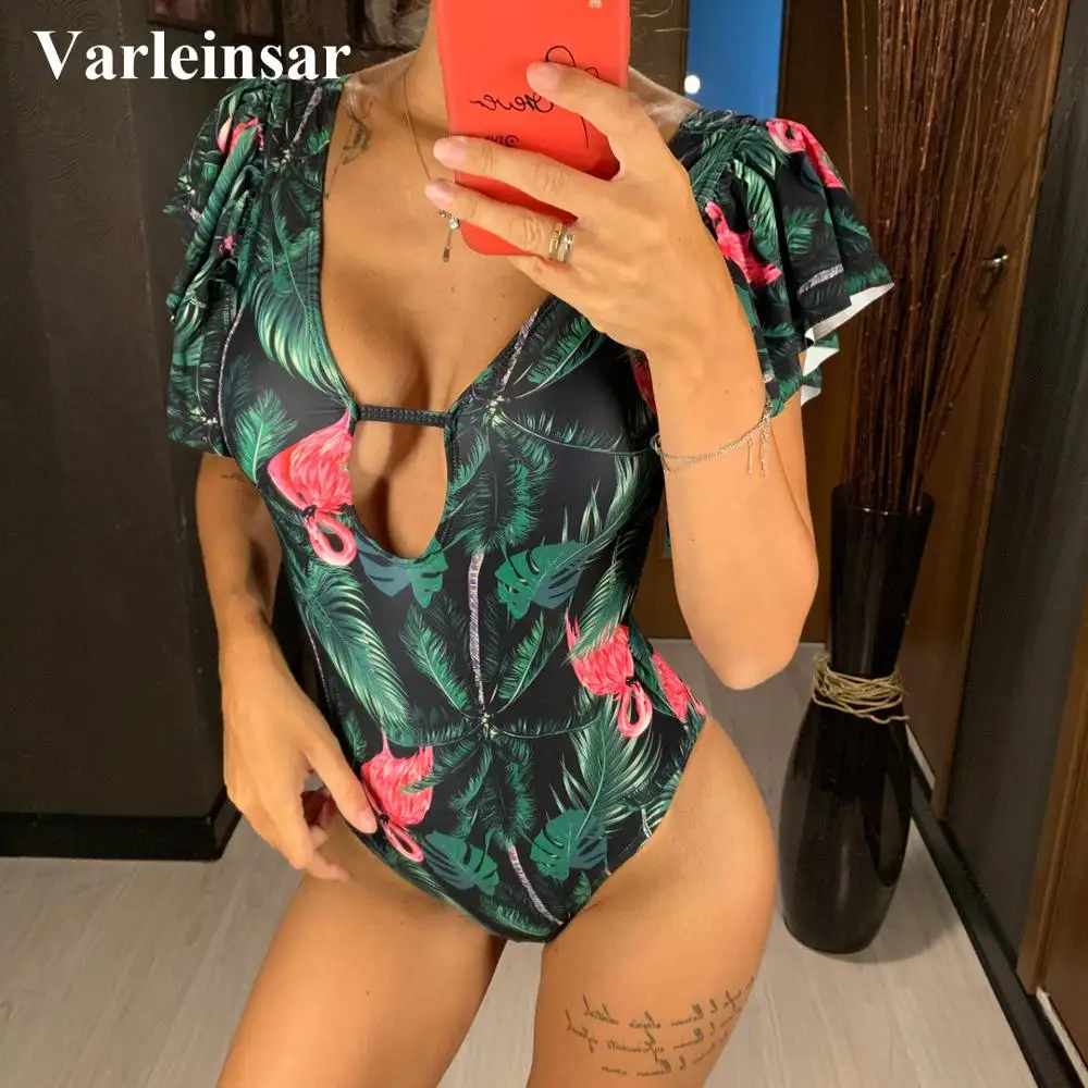 NEW Green Leaves Printed One Piece Swimsuit 2019 Women Swimwear Female Bather Ruffled Bathing Suit Swim Lady Monokini V1513
NEW Green Leaves Printed One Piece Swimsuit 2019 Women Swimwear Female Bather Ruffled Bathing Suit Swim Lady Monokini V1513
