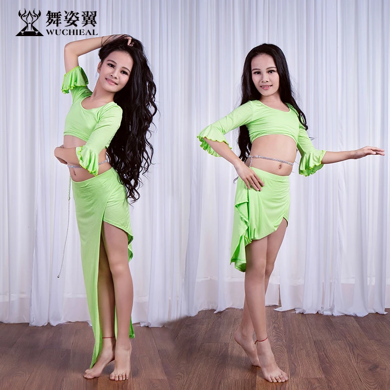 Modal Ruffle Sleeve Belly dance Placketing long Skirt 2pcs set for little girl/children/kids, costume performance wears RT285
Modal Ruffle Sleeve Belly dance Placketing long Skirt 2pcs set for little girl/children/kids, costume performance wears RT285