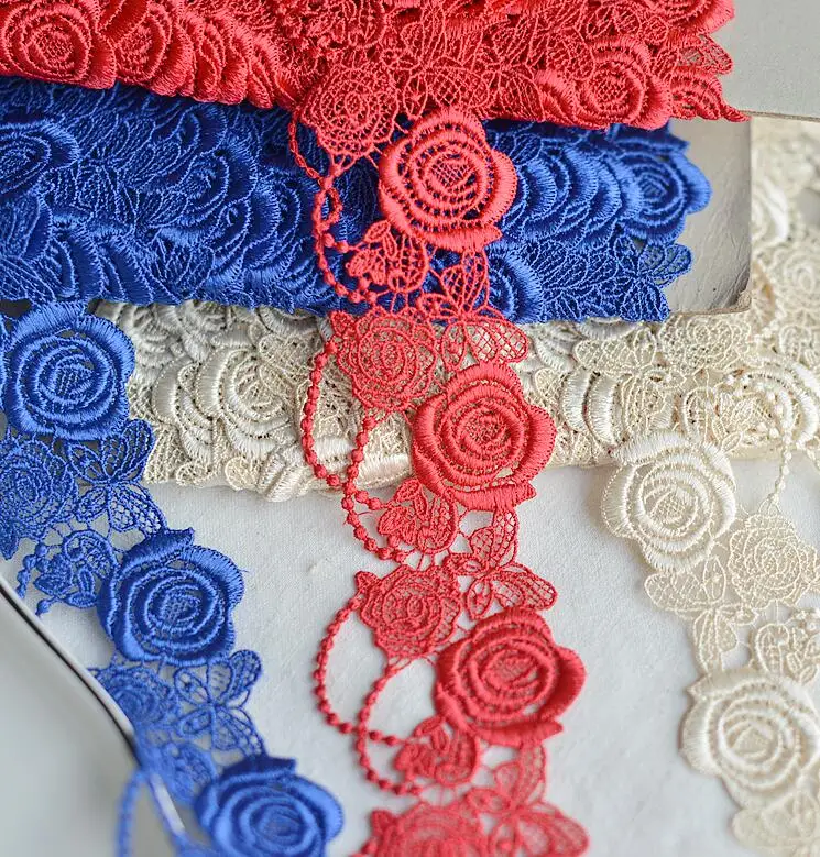 1 Meter/lot 5.8cm Width Blue Red Apricot Water Soluble Lace Ribbon Rose Flower Venise Lace Trim for Garment Decorcation
1 Meter/lot 5.8cm Width Blue Red Apricot Water Soluble Lace Ribbon Rose Flower Venise Lace Trim for Garment Decorcation