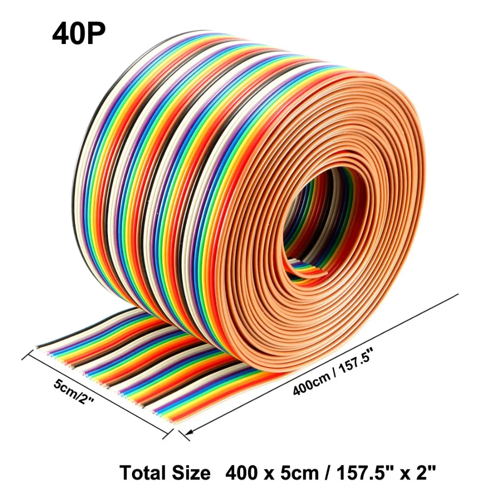 Uxcell 1Pcs Rainbow 40P Flexible Flat Jumper Wire 1.27mm Pitch Ribbon Cable Breadboard 4 Meters Long for PCB DIY
Uxcell 1Pcs Rainbow 40P Flexible Flat Jumper Wire 1.27mm Pitch Ribbon Cable Breadboard 4 Meters Long for PCB DIY