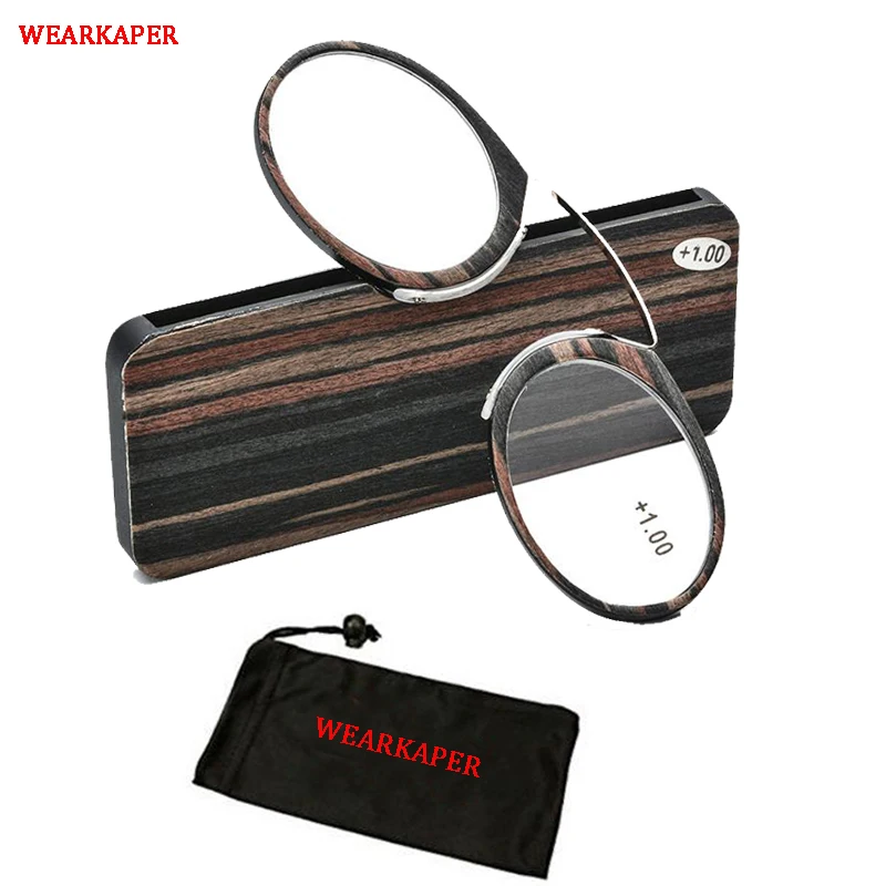 

WEARKAPER TR90 Pince Nez Style Clamp Nose Resting Pinching Reading Glasses with No Temple Arms Readers for Men and Women 1.0-3.5