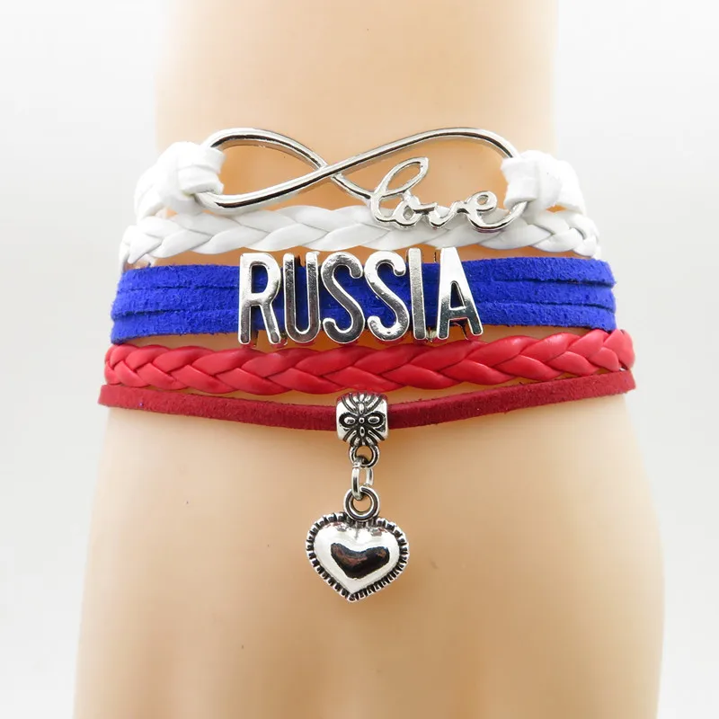 infinity love russia Bracelet heart Charm love my motherland russia Flag jewelry bracelets & bangles for woman and man
infinity love russia Bracelet heart Charm love my motherland russia Flag jewelry bracelets & bangles for woman and man