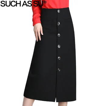SUCH AS SU Fall Winter Skirts Women 2019 Black Knit High Waist Single Row Button A Line Skirt S-3XL Size Female Mid Long Skirt
SUCH AS SU Fall Winter Skirts Women 2019 Black Knit High Waist Single Row Button A Line Skirt S-3XL Size Female Mid Long Skirt