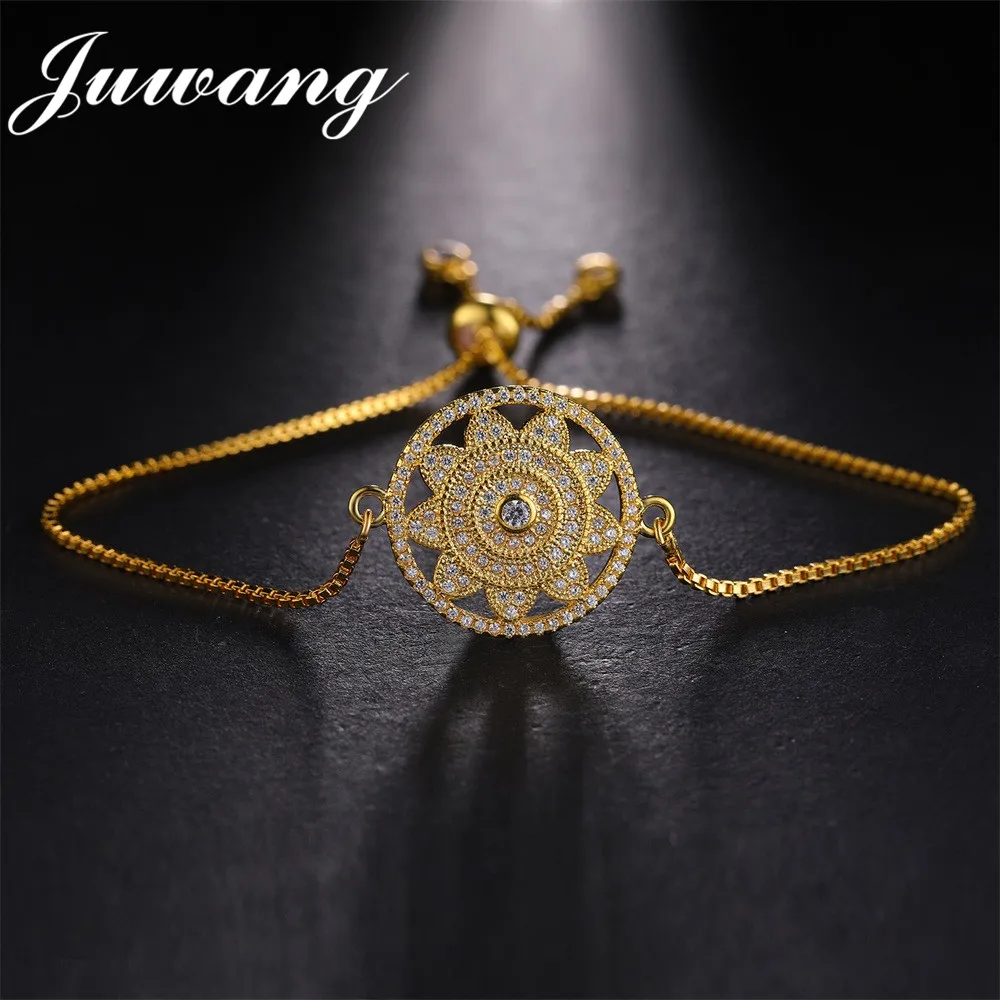 JUWANG Round Sun Flower Charm Bracelets for Woman Three Colors Micro Pave Cubic Zirconia Jewelry Gift
JUWANG Round Sun Flower Charm Bracelets for Woman Three Colors Micro Pave Cubic Zirconia Jewelry Gift