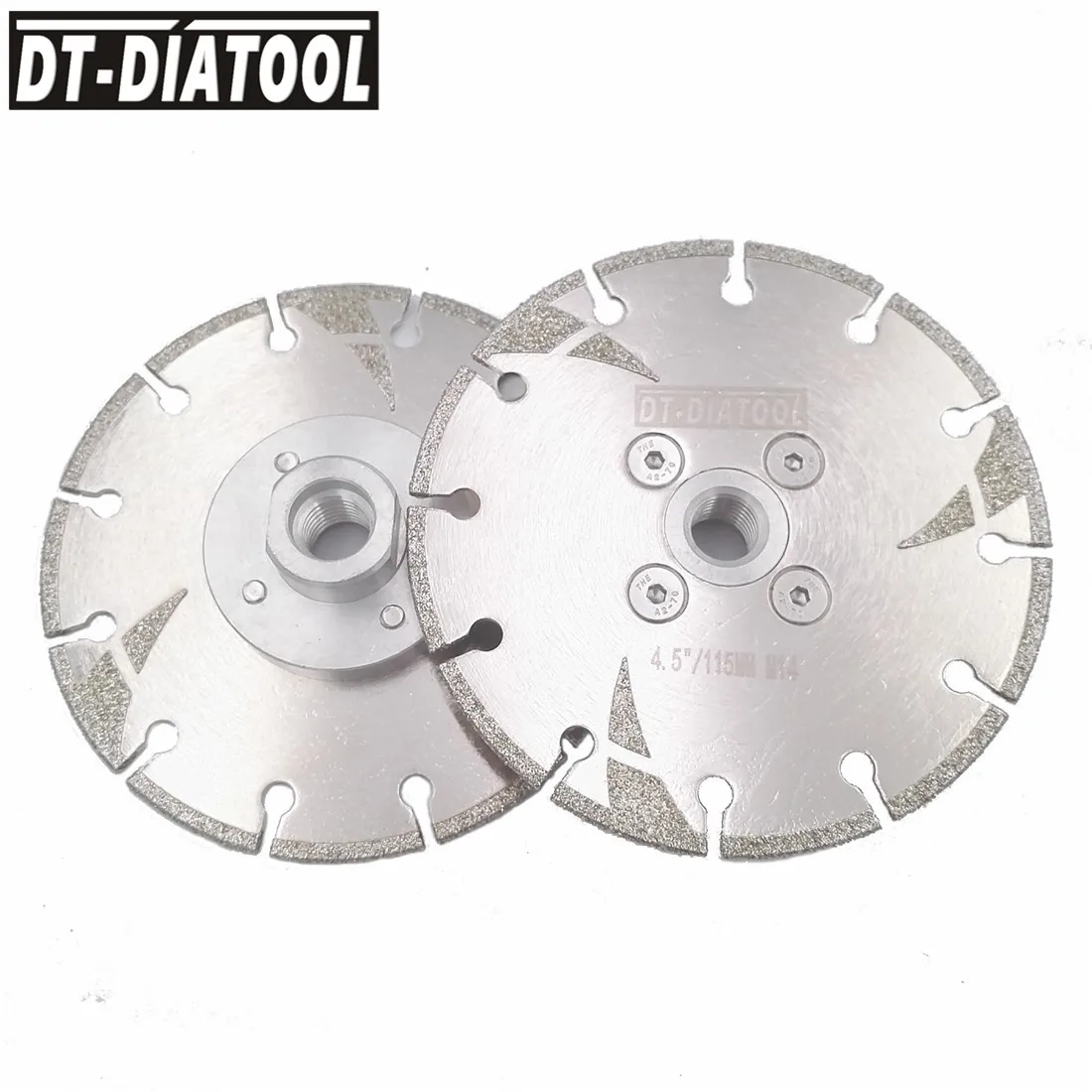 DT-DIATOOL 2pcs/pk 115mm Electroplated Reinforced Diamond Cutting disc M14 Thread 4.5 Inch Grinding Saw Blade for marble stone
DT-DIATOOL 2pcs/pk 115mm Electroplated Reinforced Diamond Cutting disc M14 Thread 4.5 Inch Grinding Saw Blade for marble stone