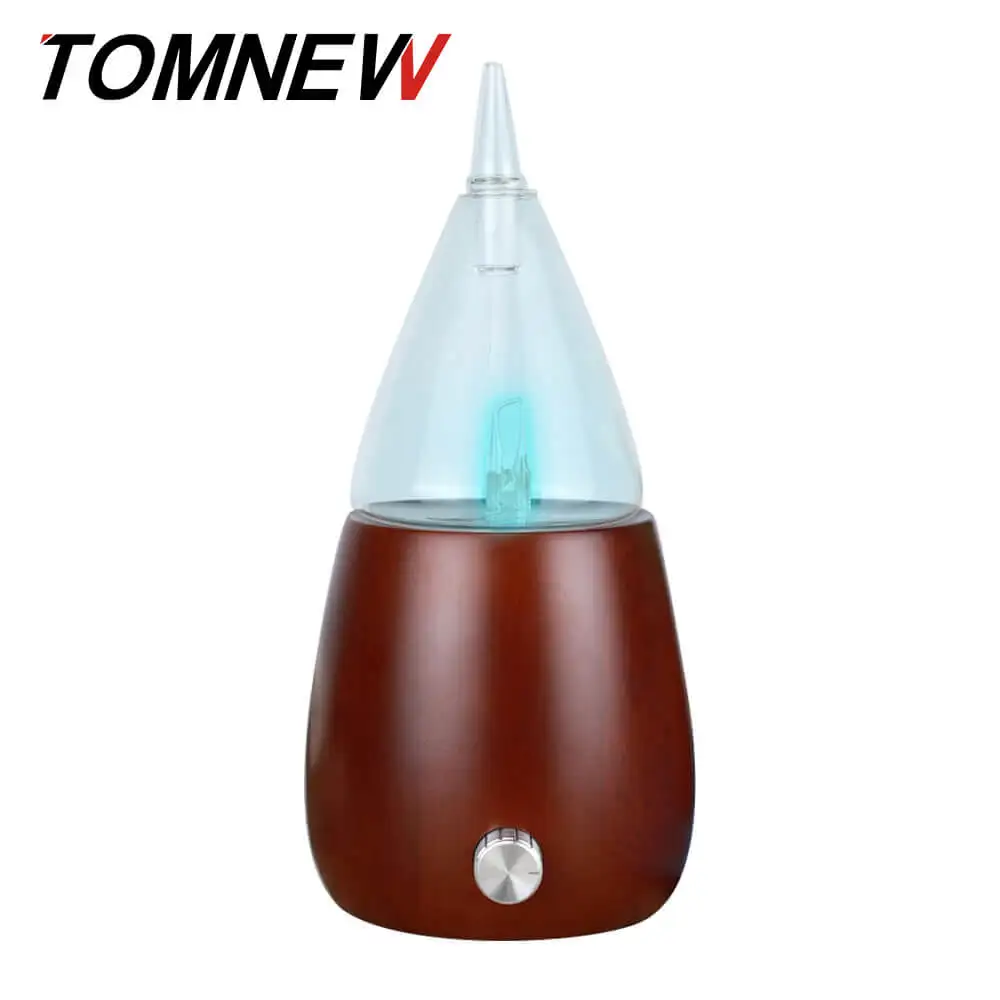 

TOMNEW Glass Essential Oil Diffuser Incense Aromatic Machine Wood Aromatherapy Aroma Mist Maker Fogger with Colorful LED Light