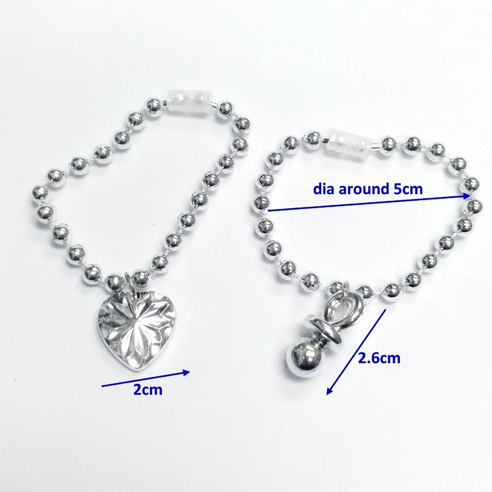 pacifier & heart silver bracelet - 3.5g