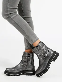 Ankle biker studded-metallic gray
Ankle biker studded-metallic gray