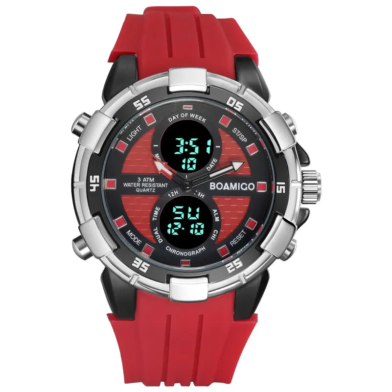 BOAMIGO Brand Men Watches Digital Stop Watches Red Rubber Precise Wristwatches Chronograph Alarm 30m Water Resistant Gift Clock
BOAMIGO Brand Men Watches Digital Stop Watches Red Rubber Precise Wristwatches Chronograph Alarm 30m Water Resistant Gift Clock