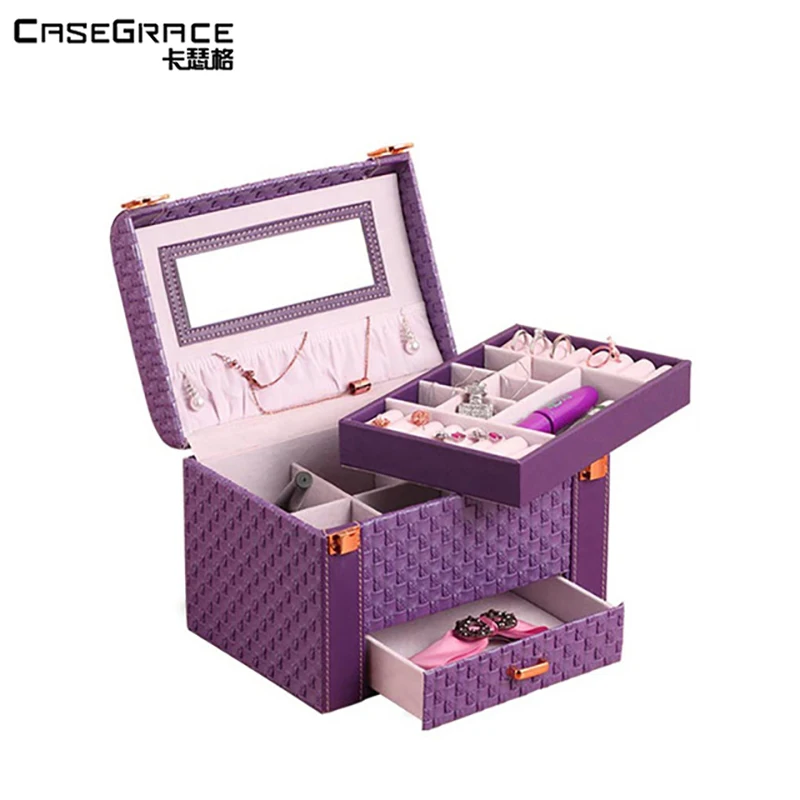 Casegrace exquisite lock jewelry storage boxes women mirror glossy PU leather 3 layers drawer women makeup storage bins 01123
Casegrace exquisite lock jewelry storage boxes women mirror glossy PU leather 3 layers drawer women makeup storage bins 01123