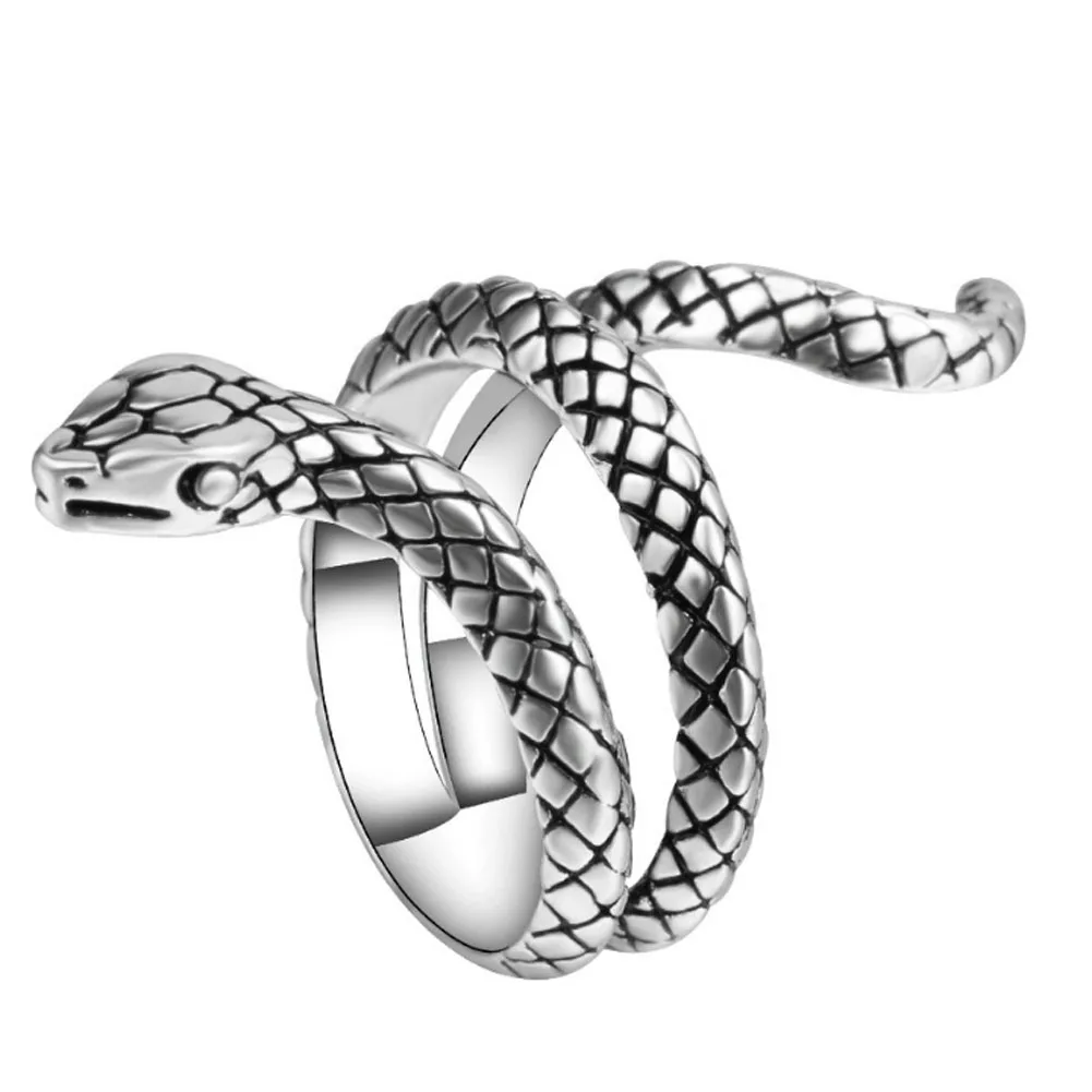 

2017 New Fashion Wholesale Fashion Snake Rings For Women Silver Color Heavy Metals Punk Rock Ring Vintage Animal Jewelry