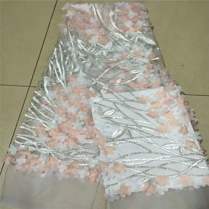 White/Peach Latest Nigeria Bridal Net Lace High Quality 3d Flower Embroidery Tulle Lace African Wedding Lace Fabric X861-1
White/Peach Latest Nigeria Bridal Net Lace High Quality 3d Flower Embroidery Tulle Lace African Wedding Lace Fabric X861-1