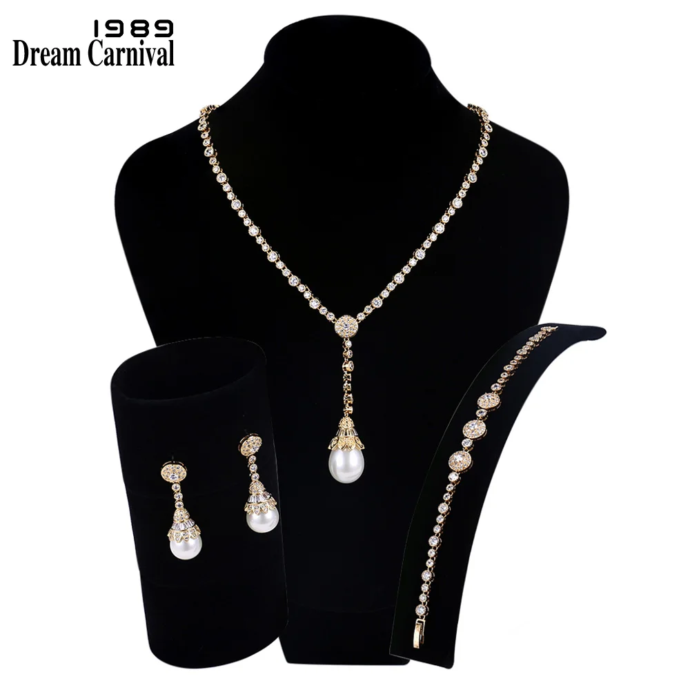 DreamCarnival1989 New Luxury Elegant Imitation Pearls Cubic Zirconia Gold color Necklace Bridal Jewelry Set for Women SN02436S4G
DreamCarnival1989 New Luxury Elegant Imitation Pearls Cubic Zirconia Gold color Necklace Bridal Jewelry Set for Women SN02436S4G