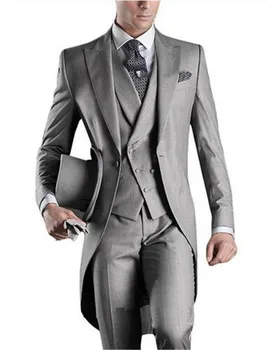 Long Tailor Coat Grey Men Suit For Wedding 3pieces(Jacket+Pants+Vest+Tie) Masculino Trajes De Hombre Blazer
Long Tailor Coat Grey Men Suit For Wedding 3pieces(Jacket+Pants+Vest+Tie) Masculino Trajes De Hombre Blazer