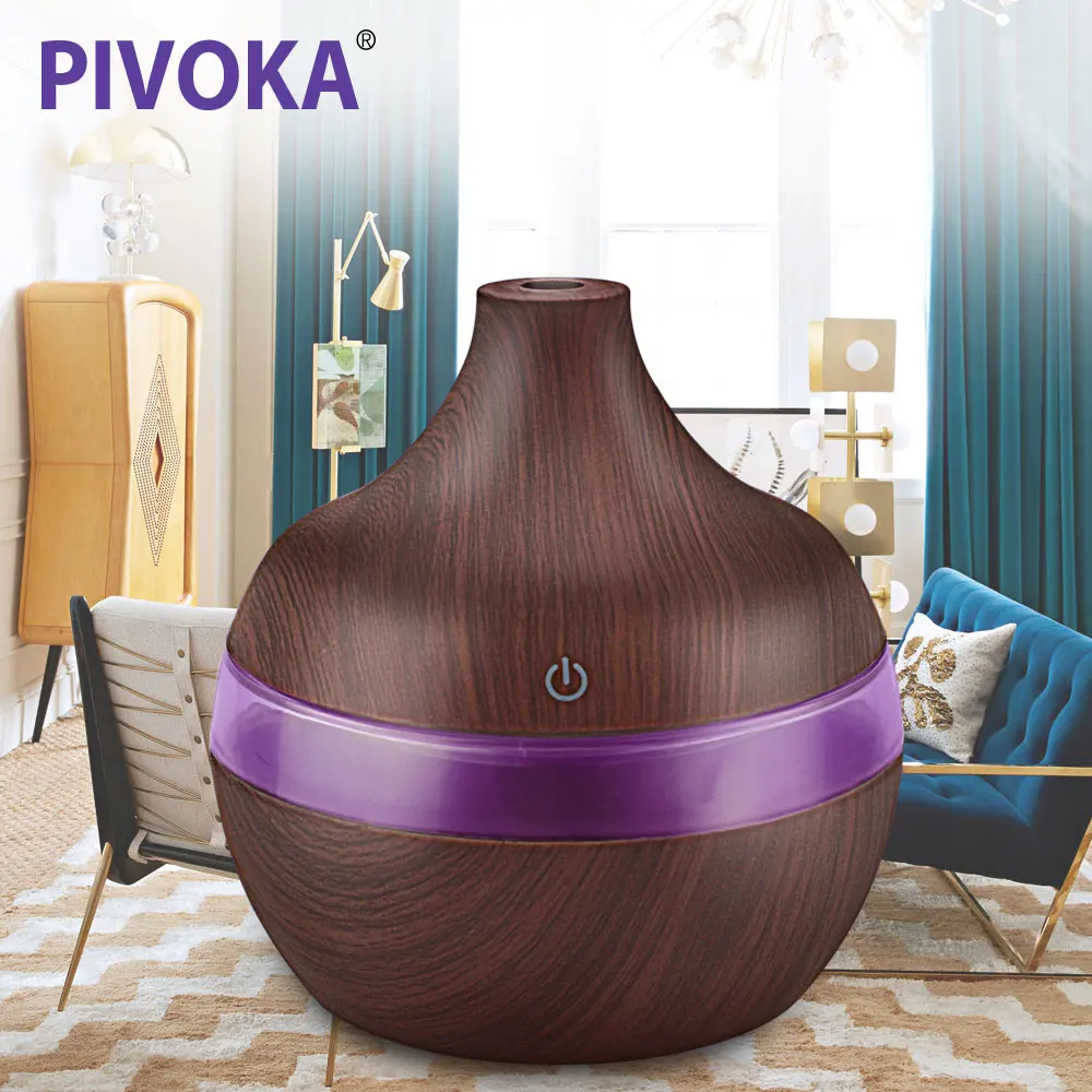 

PIVOKA 300ml Aroma Diffuser Air Humidifier Essential Oil Huile Umidificador Aromatherapy Mist Maker LED Color Change Home 25S