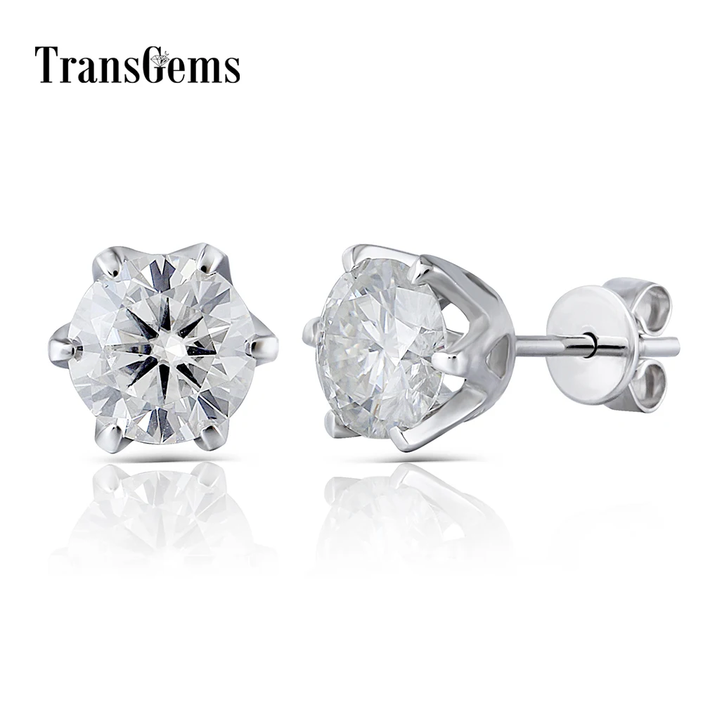 Transgems Ceter 1ct Gold Stud Earrings 6.5MM FG Moissanite Diamond Stud Earrings 14K 585 White Gold for Women
Transgems Ceter 1ct Gold Stud Earrings 6.5MM FG Moissanite Diamond Stud Earrings 14K 585 White Gold for Women
