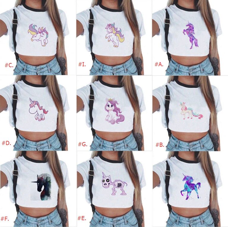 Hirigin Women Crop Top Cartoon Unicorn Women T Shirts Short Sleeve Short T-Shirts Cute Cotton Outwear Sweet Girls Fits
Hirigin Women Crop Top Cartoon Unicorn Women T Shirts Short Sleeve Short T-Shirts Cute Cotton Outwear Sweet Girls Fits