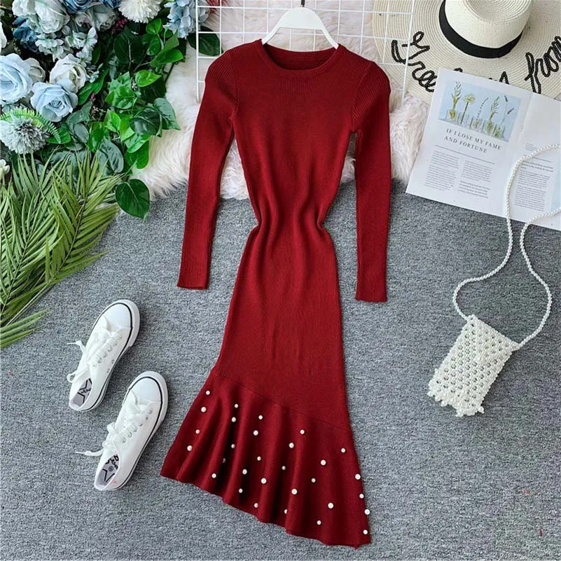 2019 Autumn Winter Warm Sweater Dress Women Office Pencil Sexy Slim Black Bodycon Dress Female O neck Long Sleeve Knitted Dress
2019 Autumn Winter Warm Sweater Dress Women Office Pencil Sexy Slim Black Bodycon Dress Female O neck Long Sleeve Knitted Dress