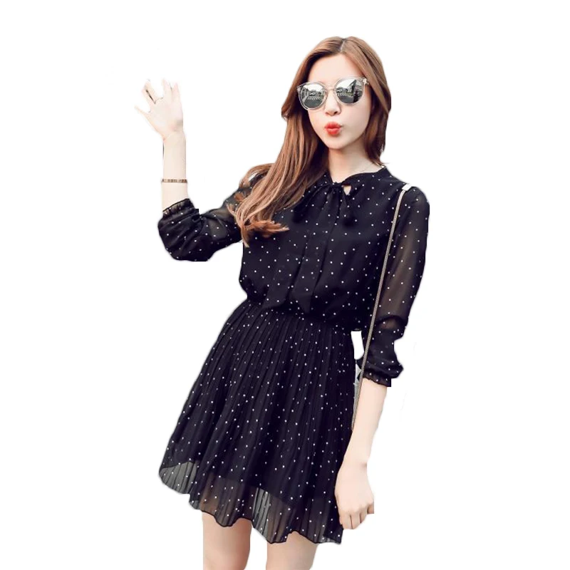 Plus Size Elegant Black Chiffon Dress 2018 Women Fashion Bandage Bow Dot Pleated Dresses Vintage Casual Long Sleeve Dress LQ86
Plus Size Elegant Black Chiffon Dress 2018 Women Fashion Bandage Bow Dot Pleated Dresses Vintage Casual Long Sleeve Dress LQ86