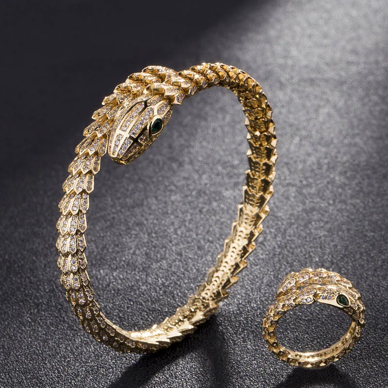 LanRuiSha Fashion Women cubic Zircon Bangle And Ring Anniversary Jewelry Sets Statement Adjustable Snake bracelet Copper bangle
LanRuiSha Fashion Women cubic Zircon Bangle And Ring Anniversary Jewelry Sets Statement Adjustable Snake bracelet Copper bangle