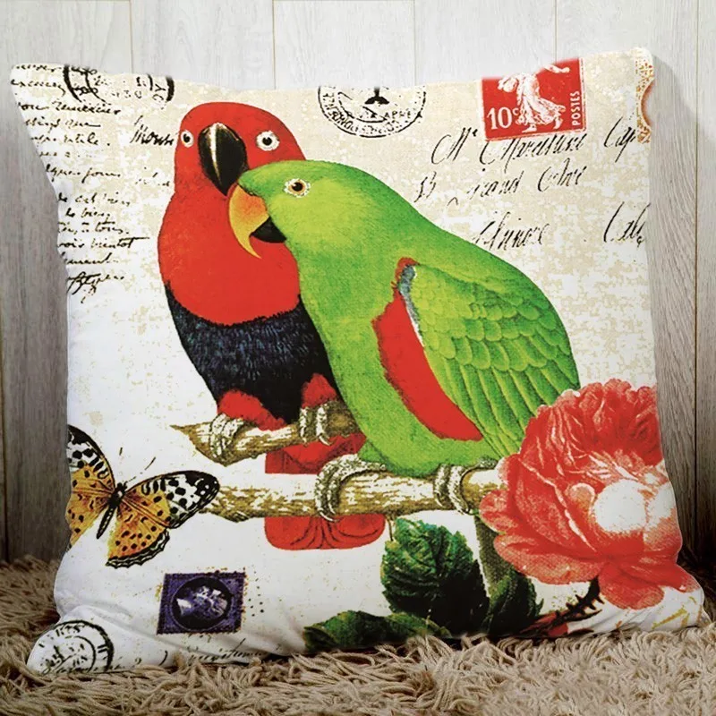European Stamp Series parrot Bird Printed Decorative Pillow Cover fine polyester cushion cover square size 45x45cm pillowcase
European Stamp Series parrot Bird Printed Decorative Pillow Cover fine polyester cushion cover square size 45x45cm pillowcase