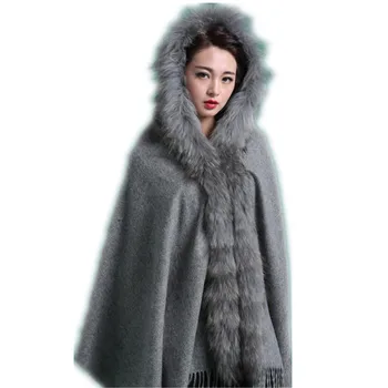 fur trim shawl of wool women natural raccoon fur scarf hood wrap fashion luxury spring autumn winter warm S11
fur trim shawl of wool women natural raccoon fur scarf hood wrap fashion luxury spring autumn winter warm S11