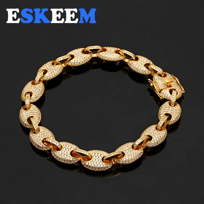 Фото Ювелирные изделия Eskeem в стиле хип-хоп тонкий браслет со сверкающими звеньями