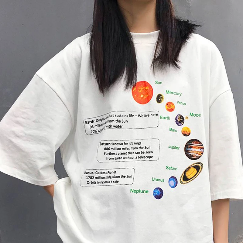 2019 New Galaxy Planets Letters Print Oversized Loose Short Sleeve Korean Version Ulzzang Harajuku T-shirt
2019 New Galaxy Planets Letters Print Oversized Loose Short Sleeve Korean Version Ulzzang Harajuku T-shirt